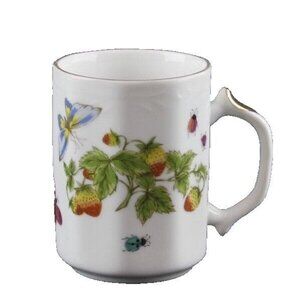 Royal Crown Spring Time 6171 White Multi Butterfly Motif 3.75" Coffee Mug